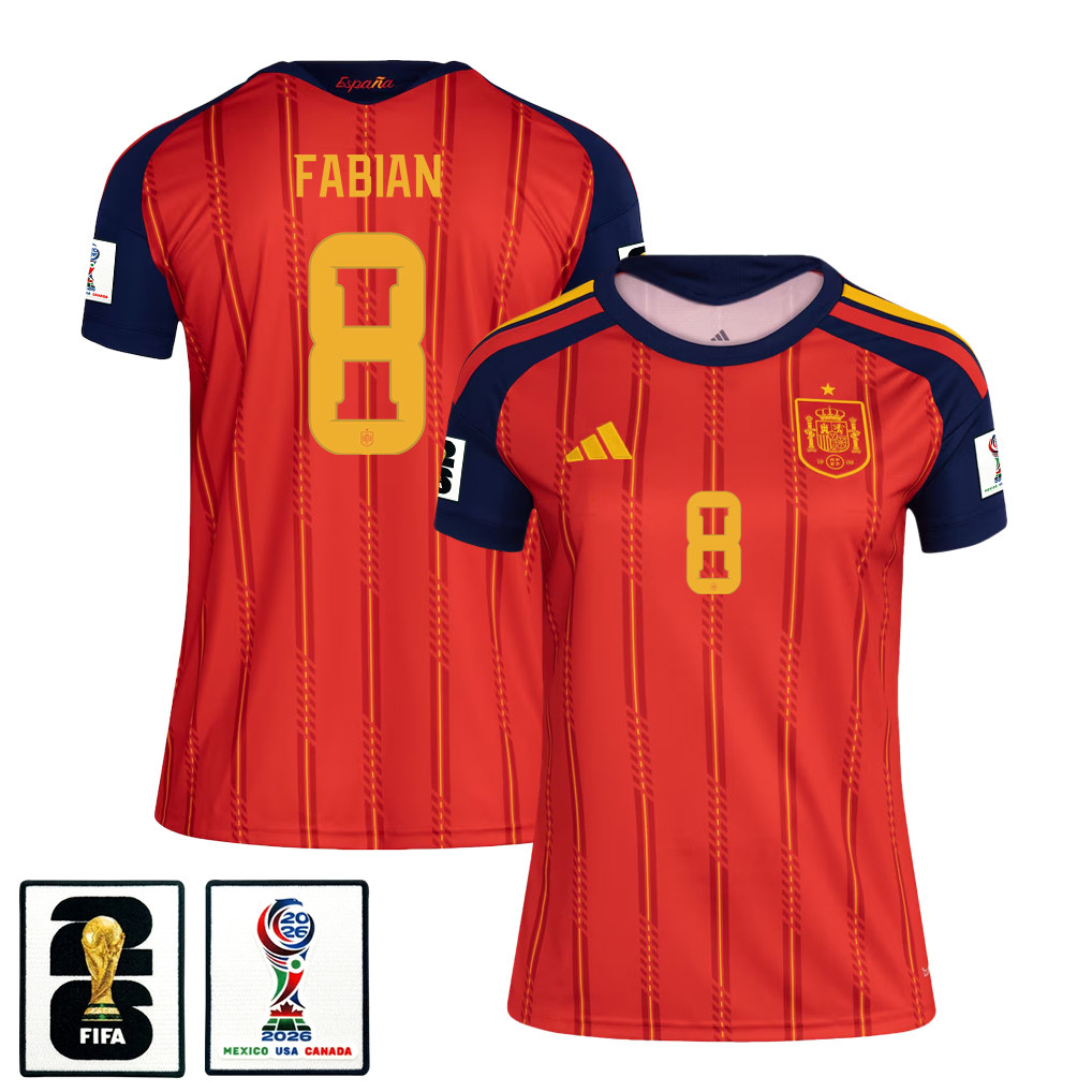 Fabián Ruiz 8 Women’s Spain National Team 2026 Home Jersey – Red – Jersey Teams