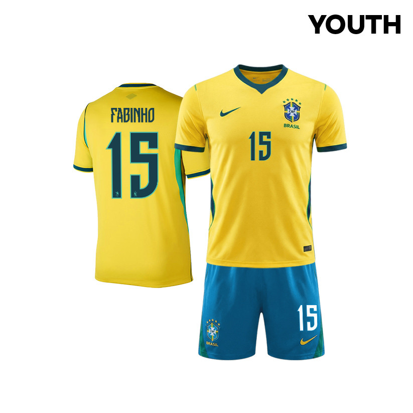 Fabinho 15 Brazil 2026 YOUTH Home Jersey & Shorts Set - Yellow - Jersey Teams