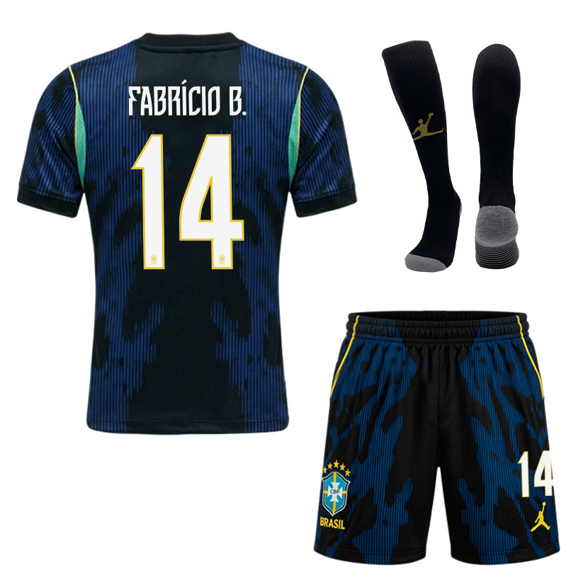 Fabrício Bruno 14 Brazil 2026 Away Men Kit Set – Blue - Jersey Teams