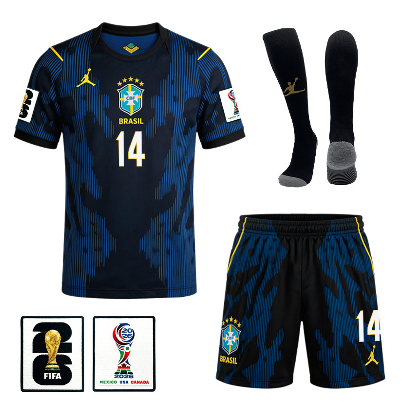 FabrÃcio Bruno 14 Brazil 2026 Away Men Kit Set – Blue – Jersey Teams