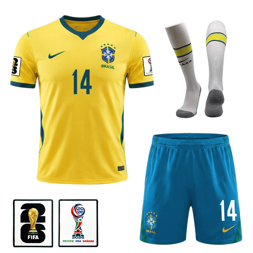 FabrÃcio Bruno 14 Brazil 2026 Home Men Kit Set – Yellow – Jersey Teams