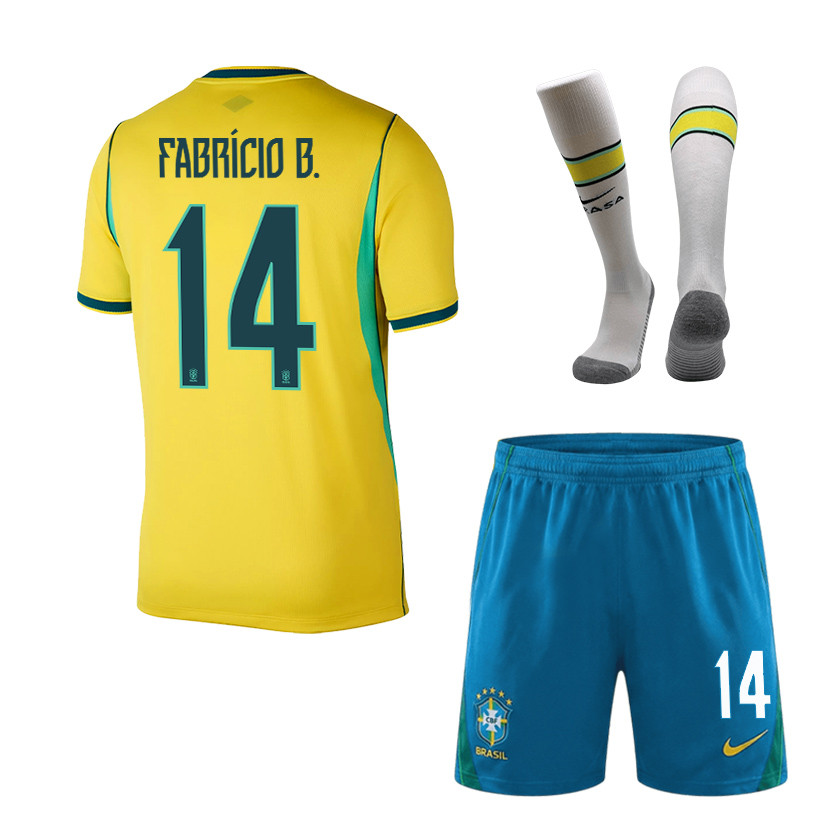 Fabrício Bruno 14 Brazil 2026 Home Men Kit Set – Yellow - Jersey Teams