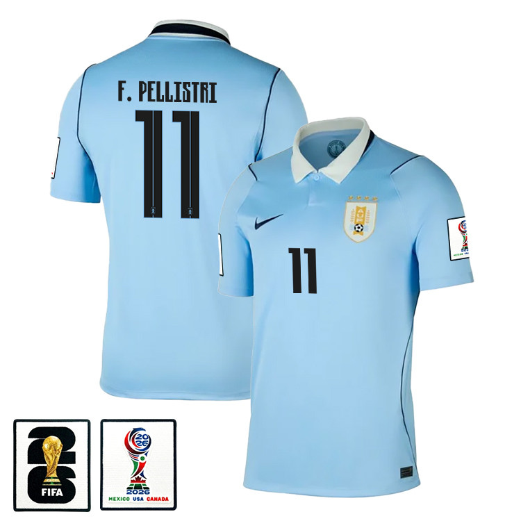 Facundo Pellistri 11 Uruguay National Team 2026 x World Cup Patch Home Jersey - Blue, Men - Jersey Teams
