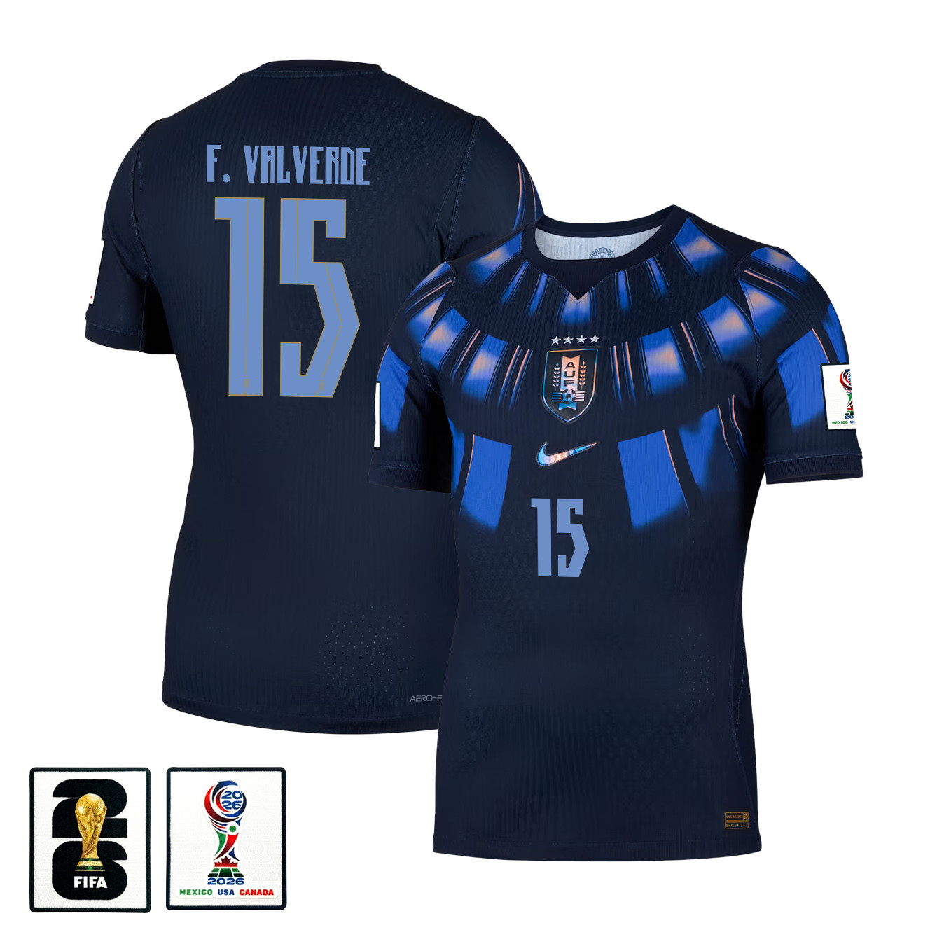 Federico Valverde 15 Uruguay National Team 2026 Away Jersey - Navy, Men - Jersey Teams