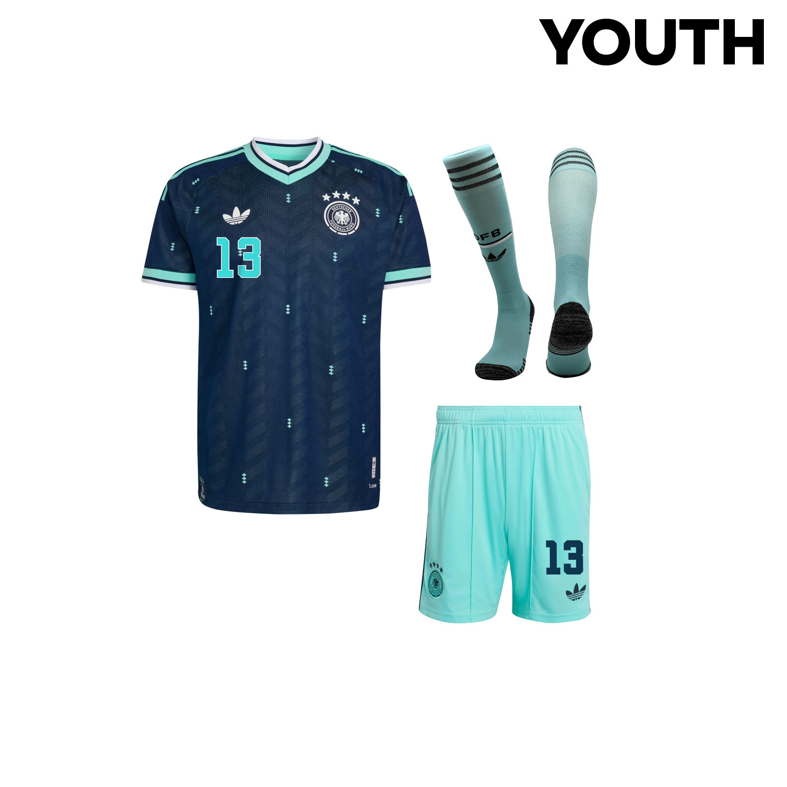 Felix Nmecha 13 Germany 2026 YOUTH Away Kit Set – Navy - Jersey Teams