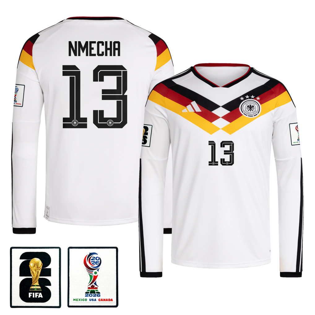 Felix Nmecha 13 Germany National Team 2026 Home Long Sleeve Jersey – White – Jersey Teams