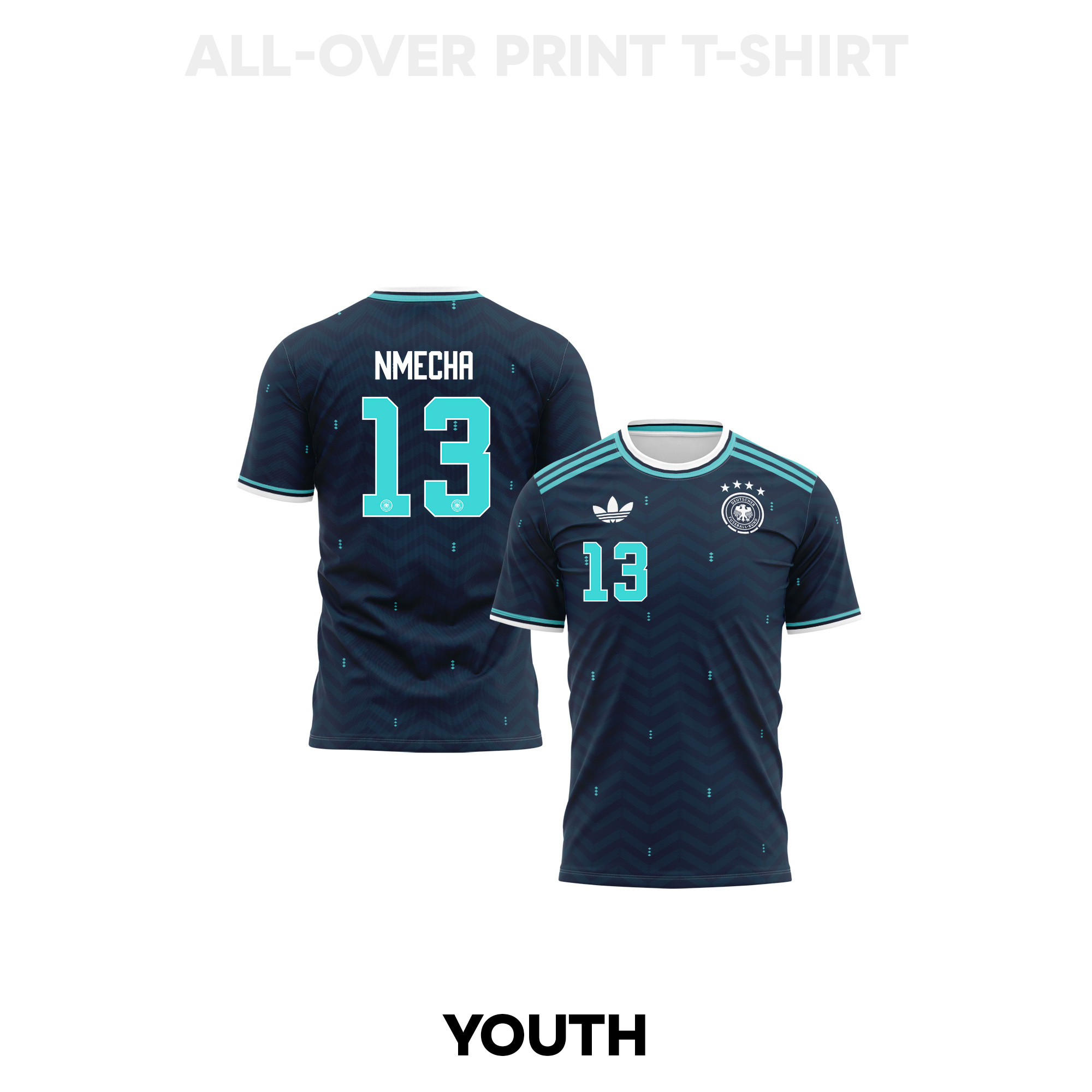 Felix Nmecha 13 Youth Germany 2026 Away 3D T-shirt Fully Printed – Navy - Jersey Teams