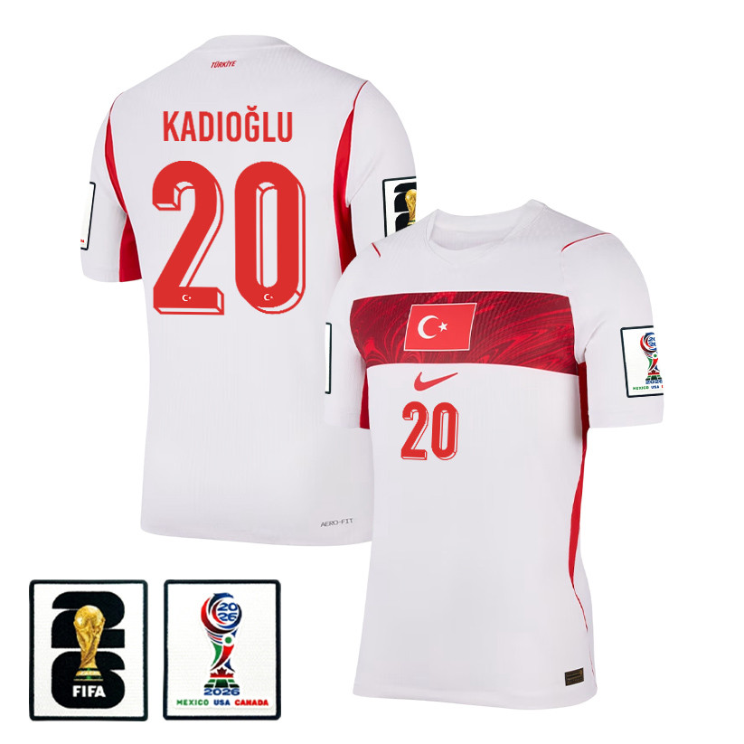 Ferdi Kadioglu 20 Turkey National Team 2026 Away Jersey - White, Men - Jersey Teams