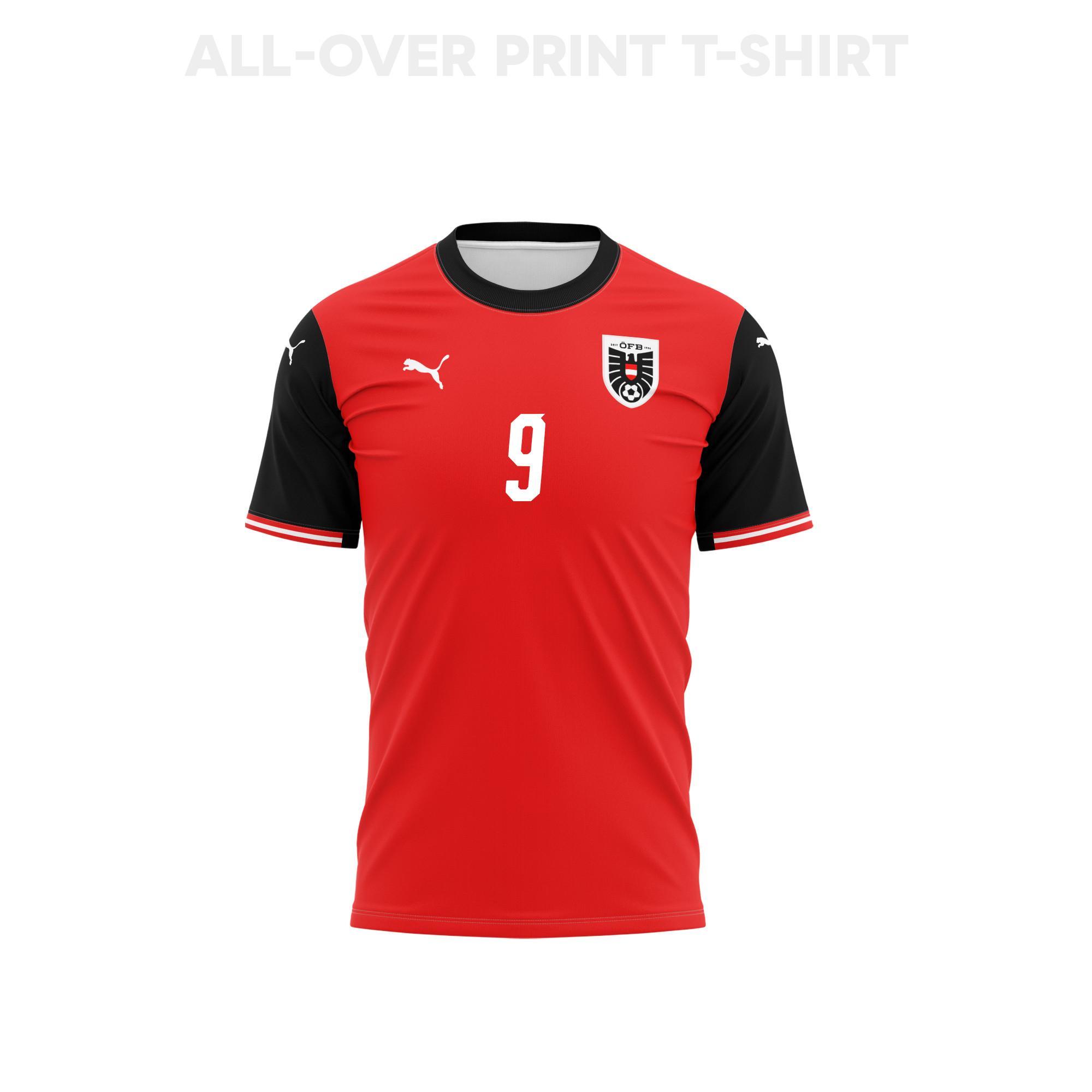 Florian Grillitsch 9 Austria 2026 Home 3D T-Shirt Fully Printed – Unisex, Red - Jersey Teams