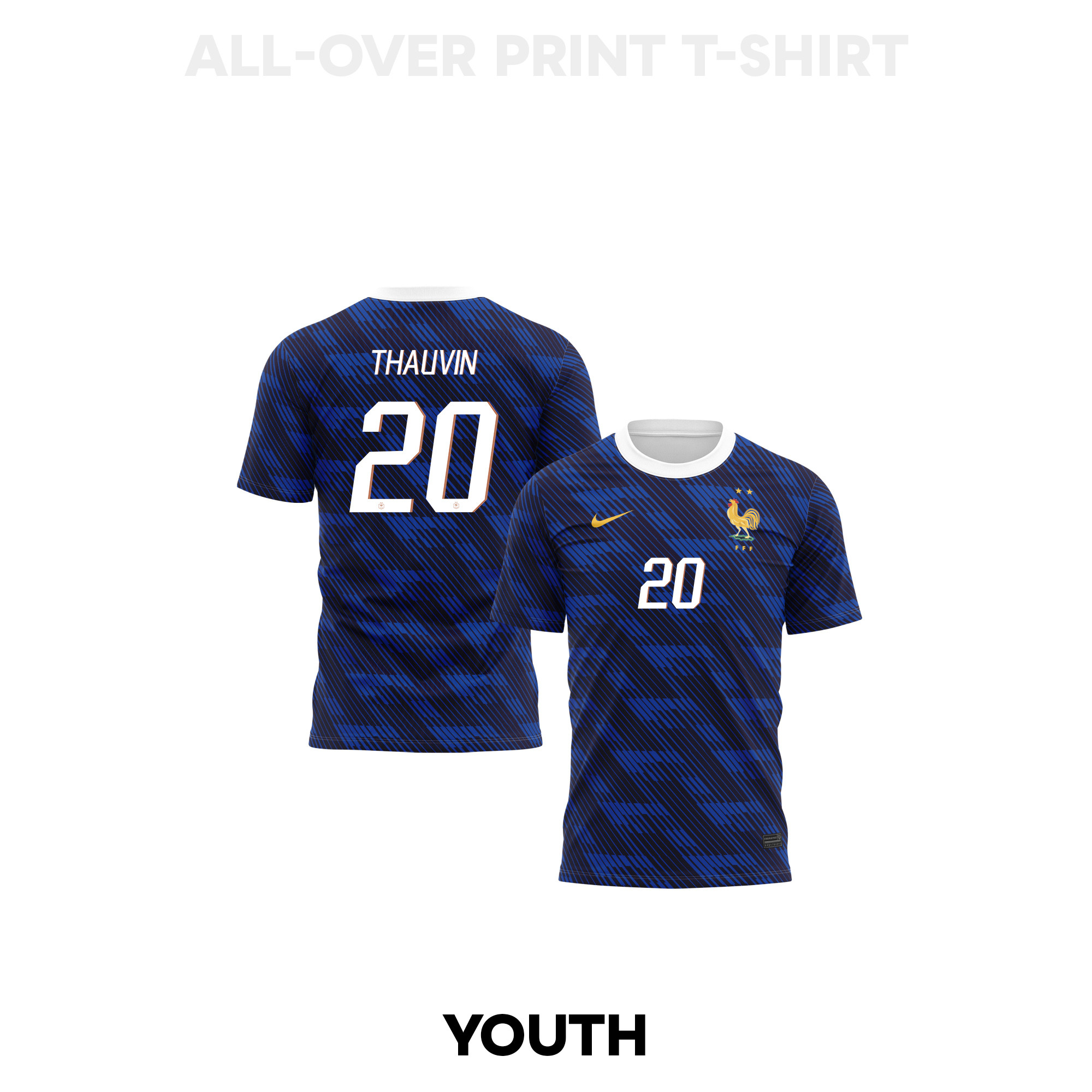 Florian Thauvin 20 Youth France 2026 Home 3D T-shirt Fully Printed – Blue - Jersey Teams