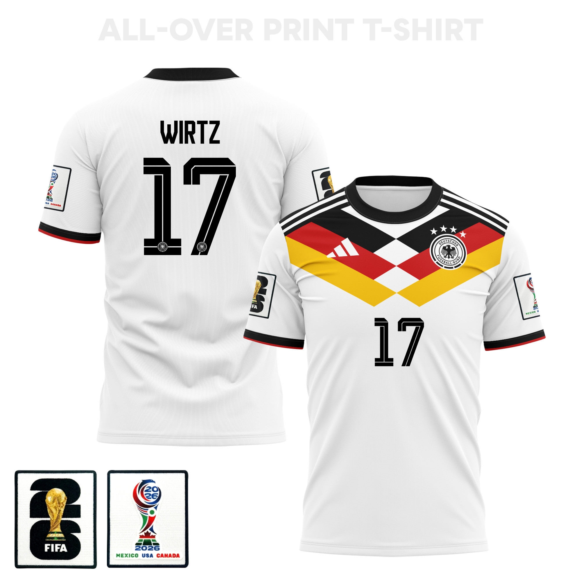 Florian Wirtz 17 Germany 2026 Home 3D T-Shirt Fully Printed – Unisex, White - Jersey Teams