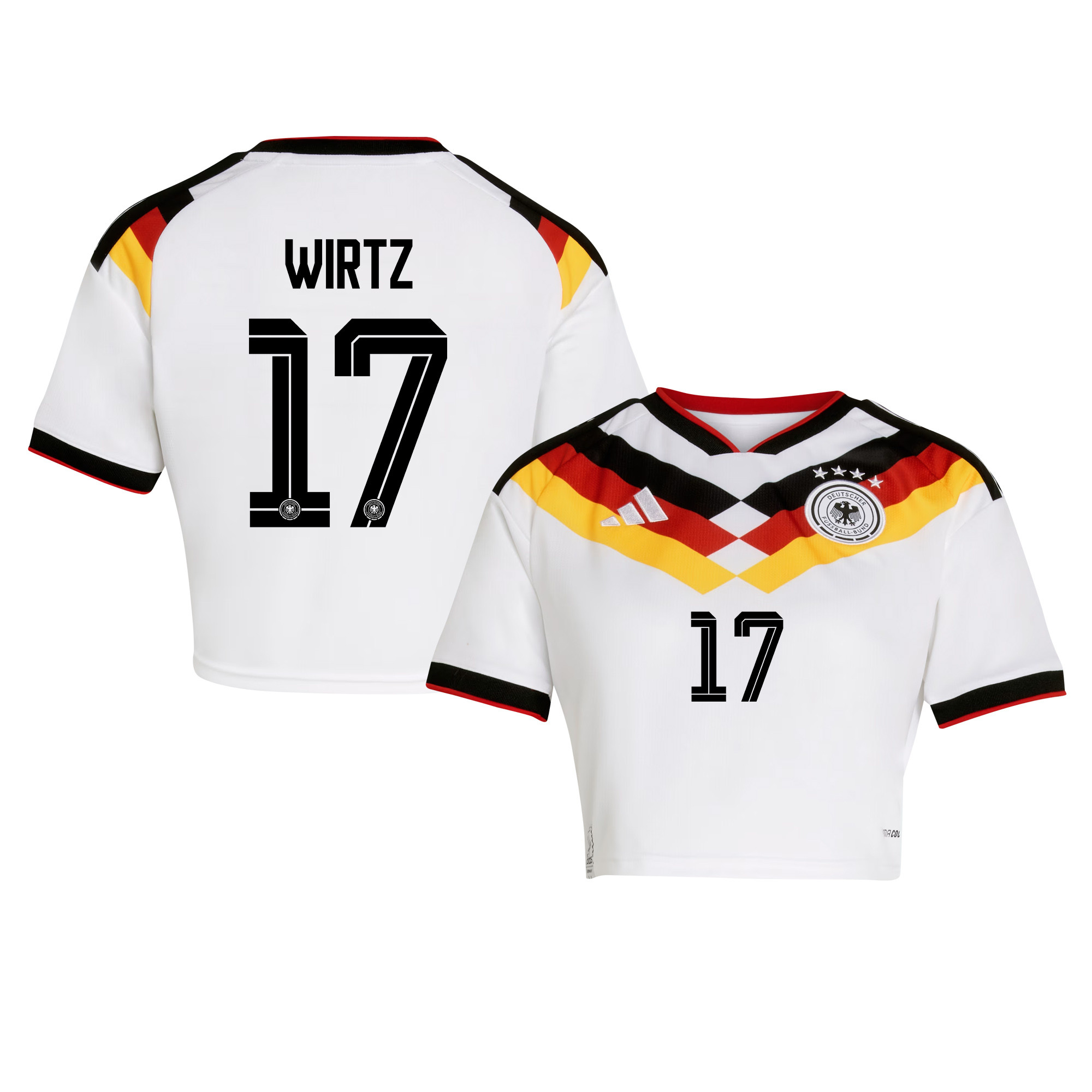 Florian Wirtz 17 Germany 2026 Home Women’s Cropped Jersey - White - Jersey Teams
