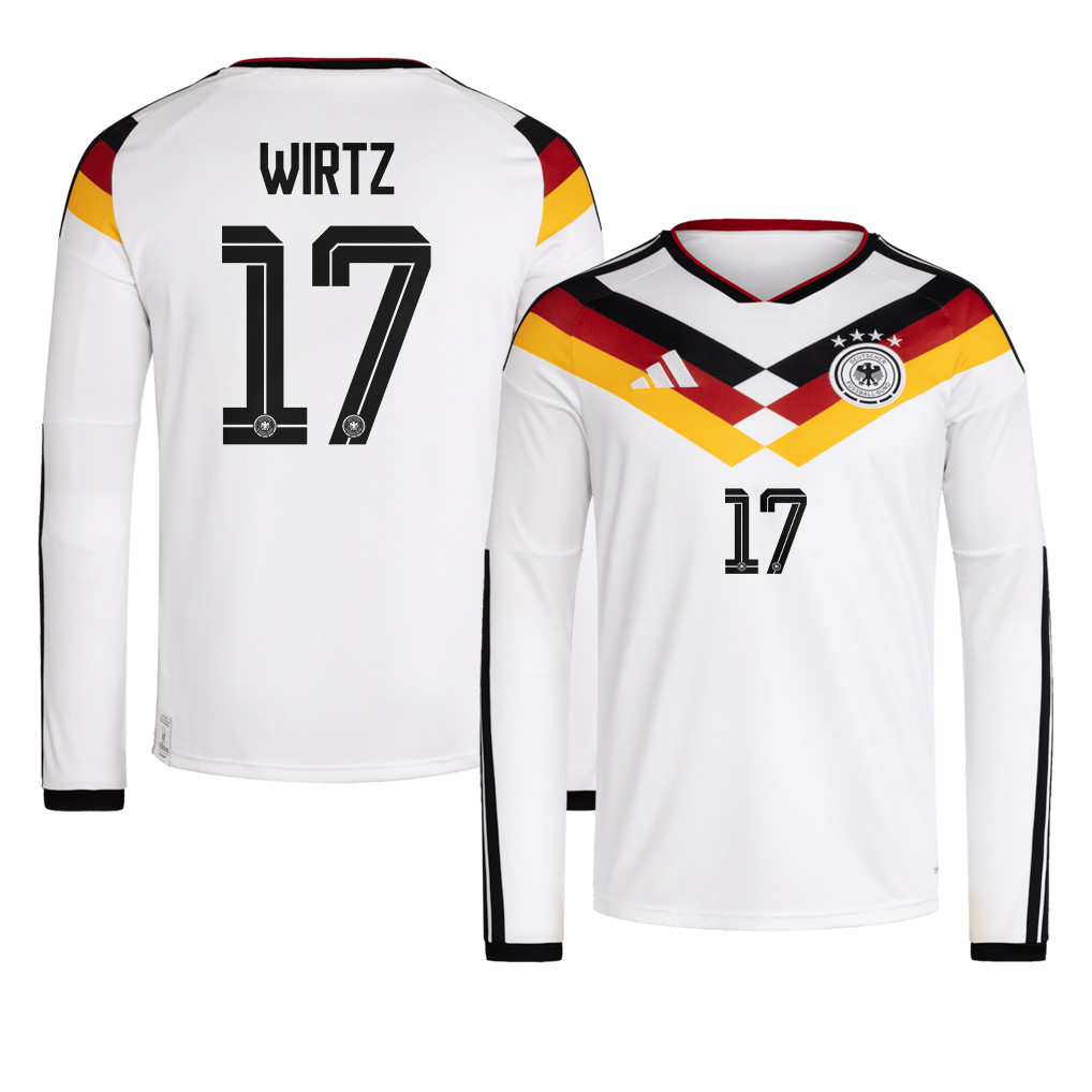 Florian Wirtz 17 Germany National Team 2026 Home Long Sleeve Jersey - White - Jersey Teams