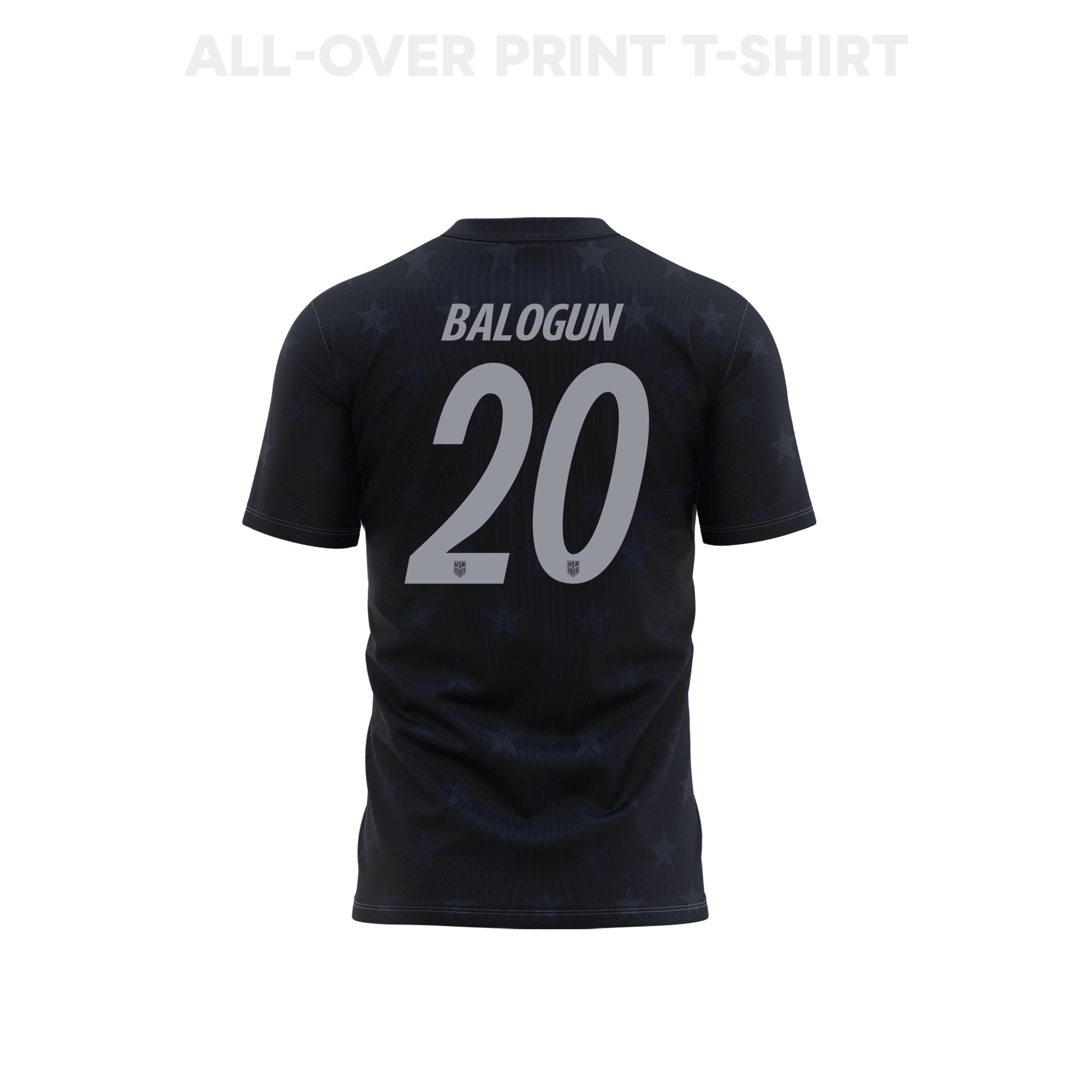 Folarin Balogun 20 Youth USMNT 2026 Away 3D T-shirt Fully Printed – Black - Jersey Teams