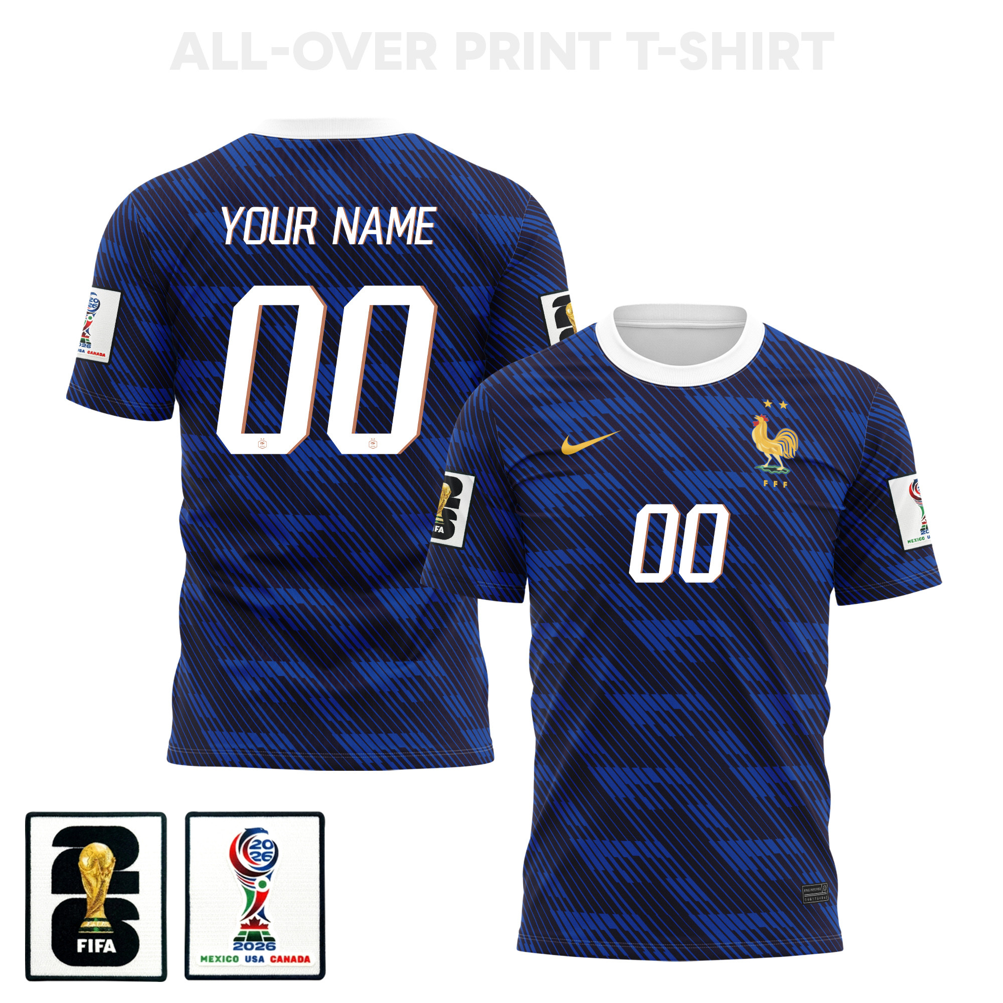 France 2026 Home 3D T-Shirt Fully Printed – Personalized – Unisex, Blue - Jersey Teams