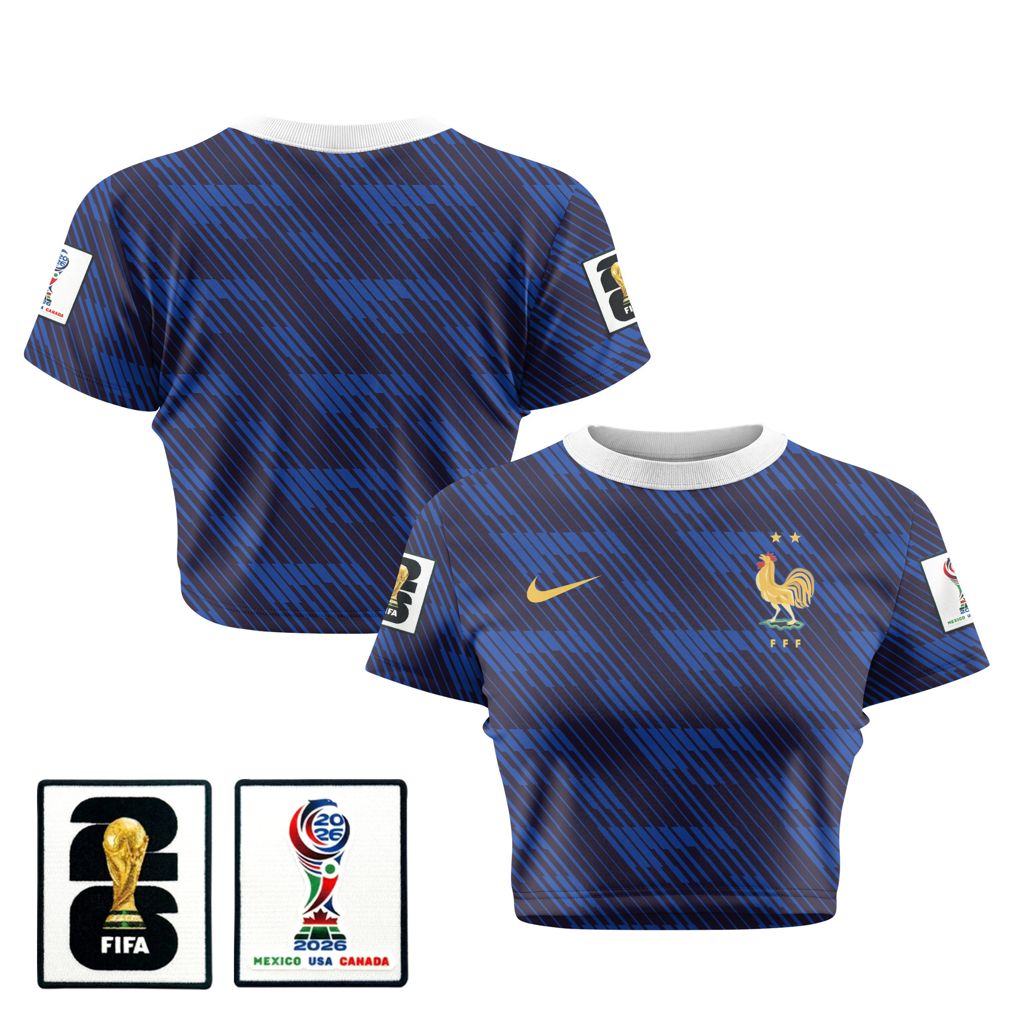 France 2026 Women’s Home All-Over Print Cropped Jersey – Blue – Jersey Teams