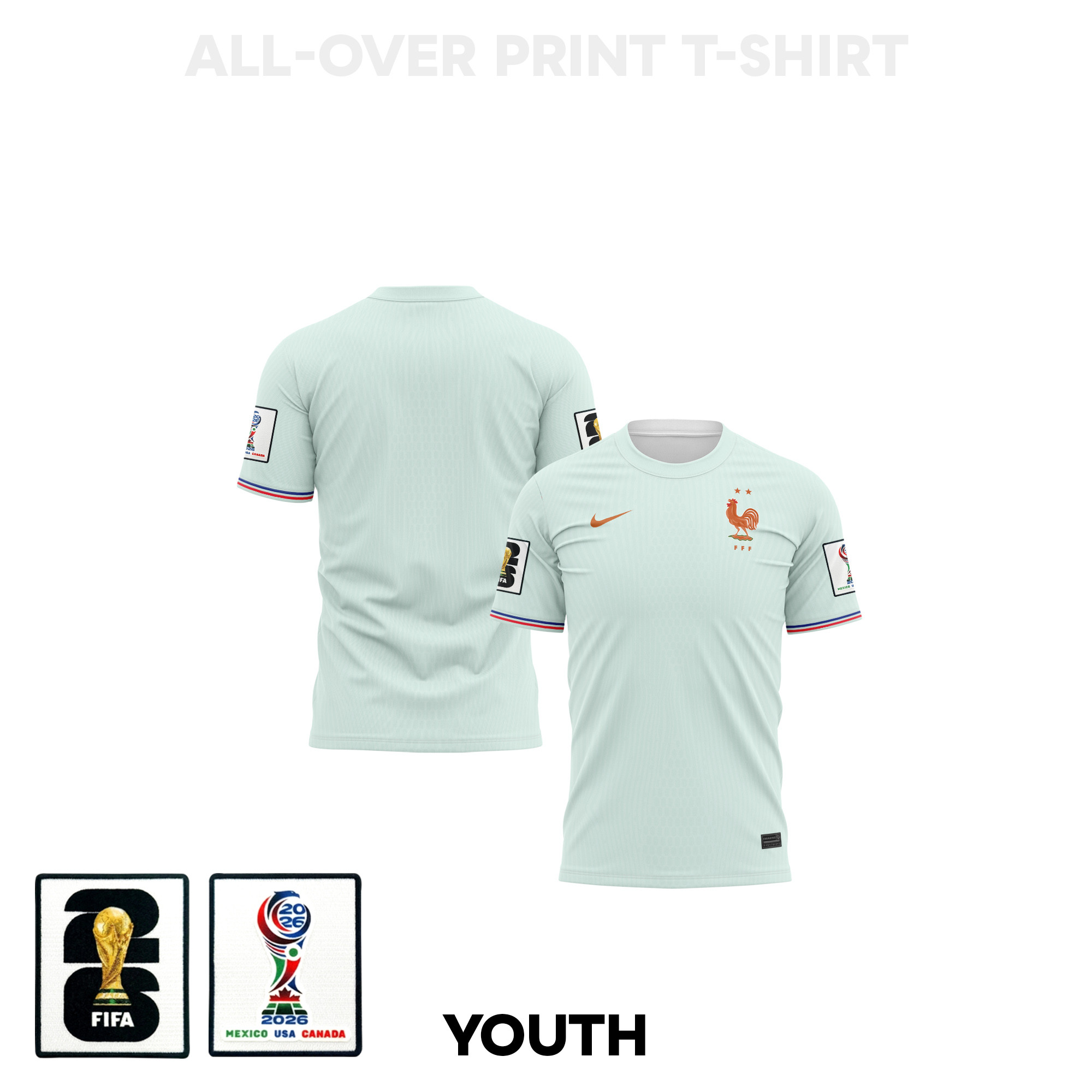 France 2026 Youth Away 3D T-shirt Fully Printed – Green - Jersey Teams