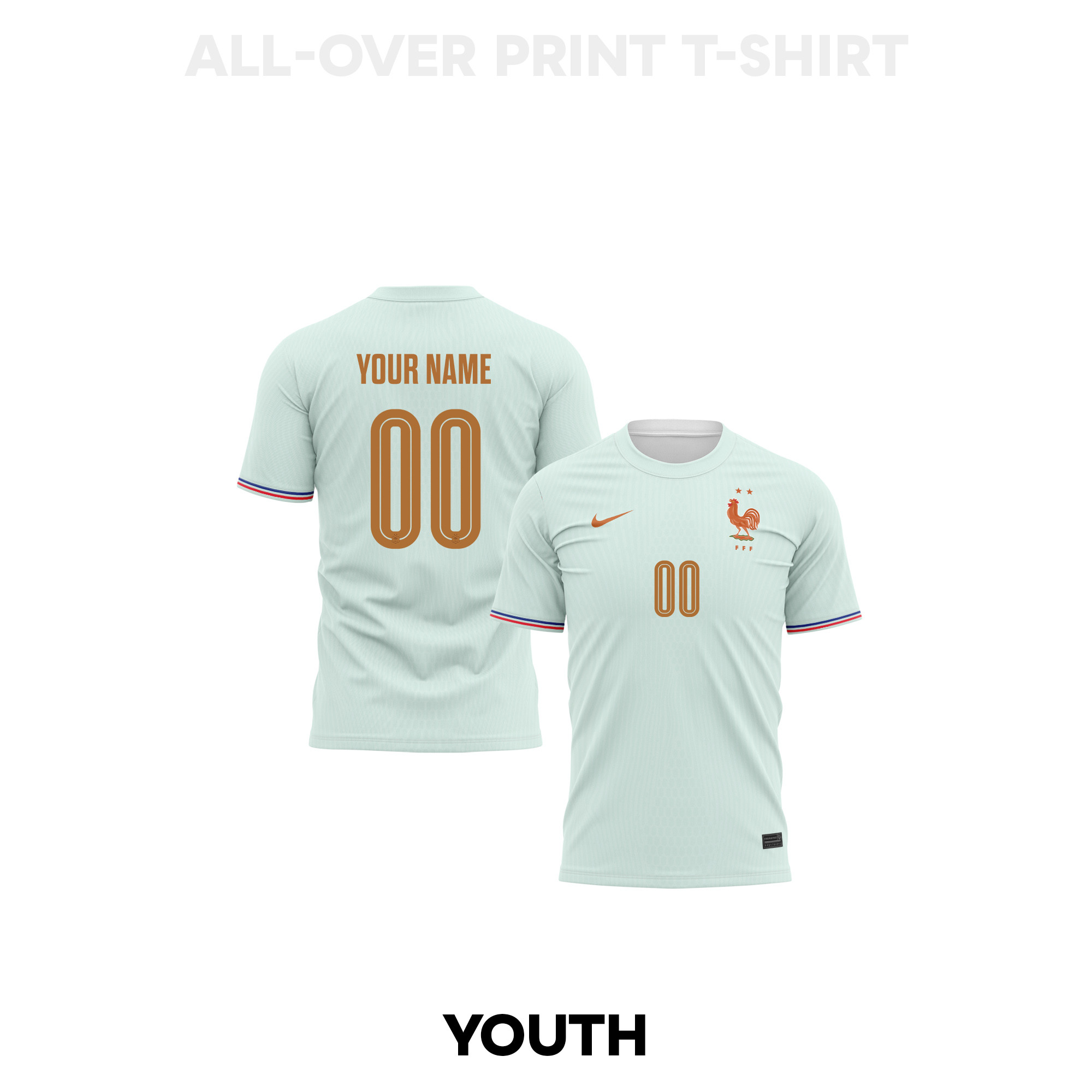 France 2026 Youth Away 3D T-shirt Fully Printed – Personalized – Green - Jersey Teams
