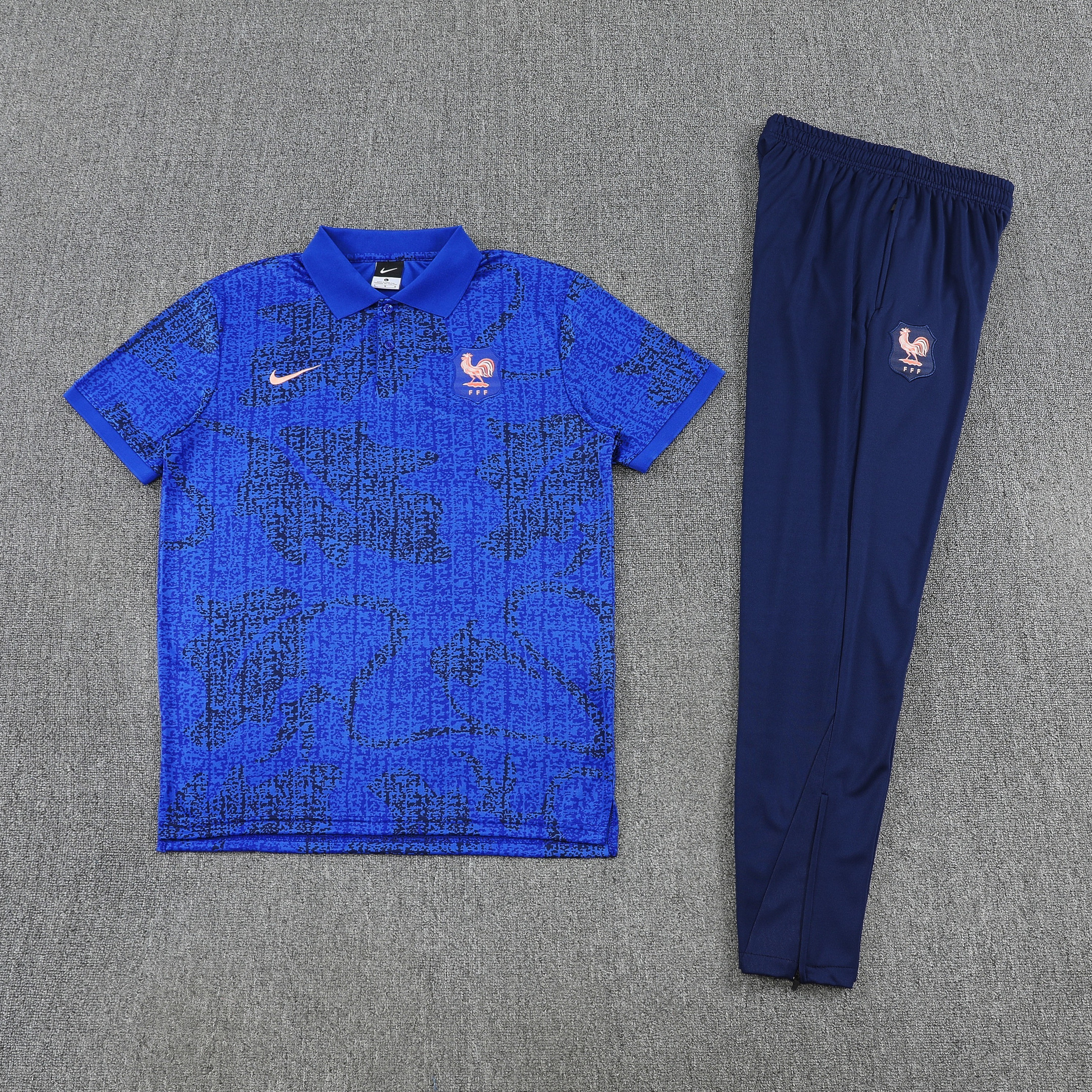 France 2026/27 Men Soccer Polo Training Tracksuit Set – Blue - Jersey Teams