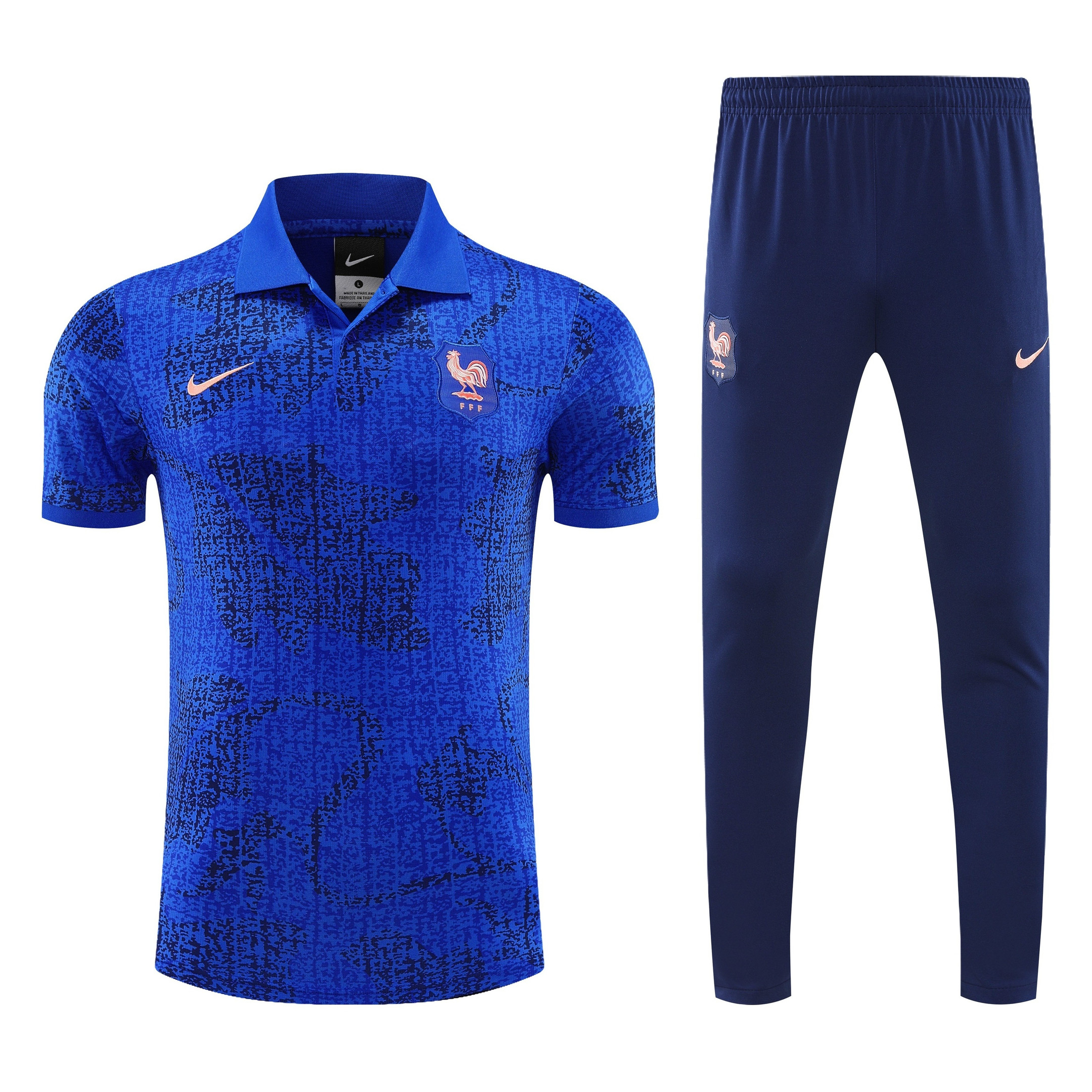 France 2026/27 Men Soccer Polo Training Tracksuit Set – Blue - Jersey Teams