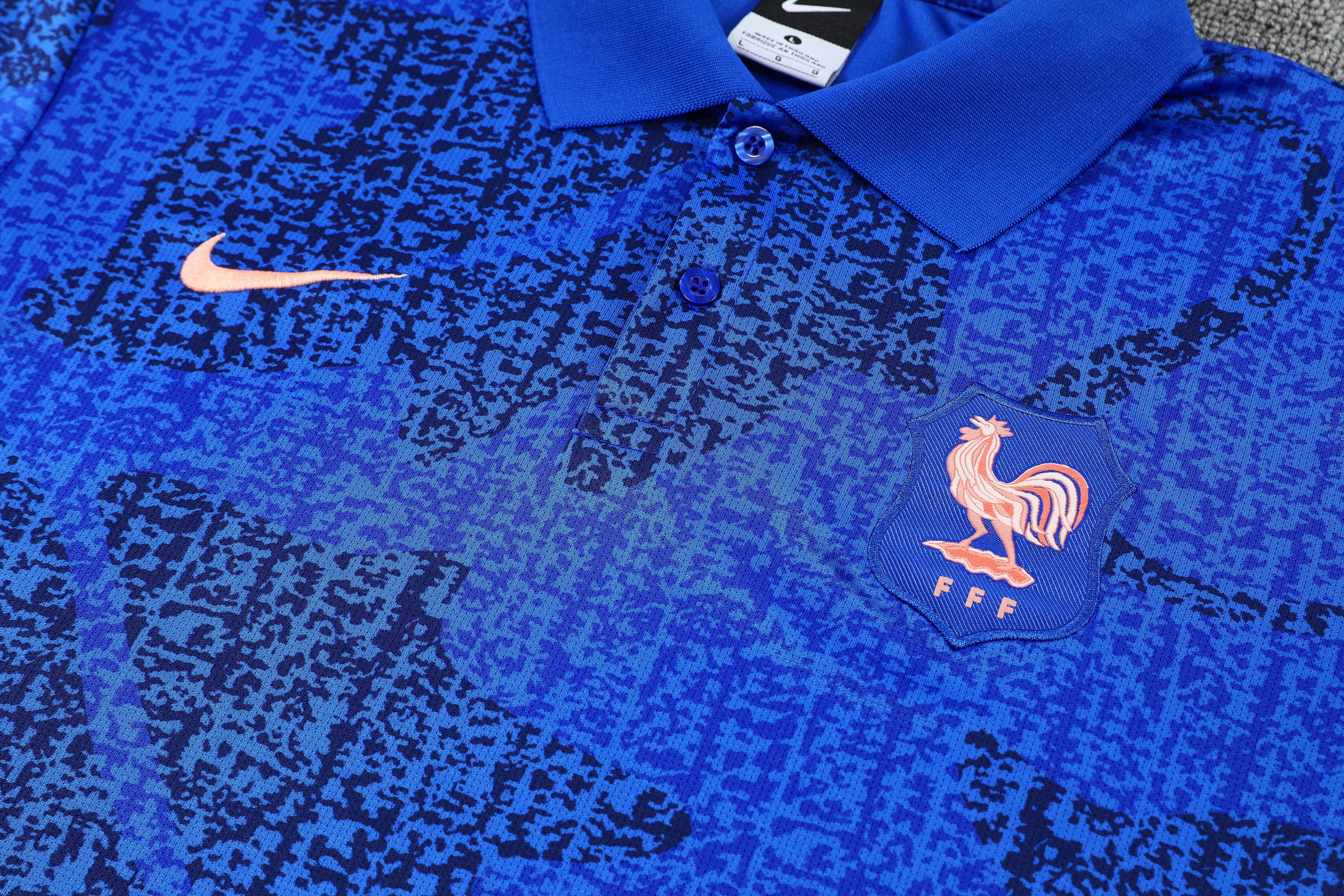 France 2026/27 Men Soccer Polo Training Tracksuit Set – Blue - Jersey Teams