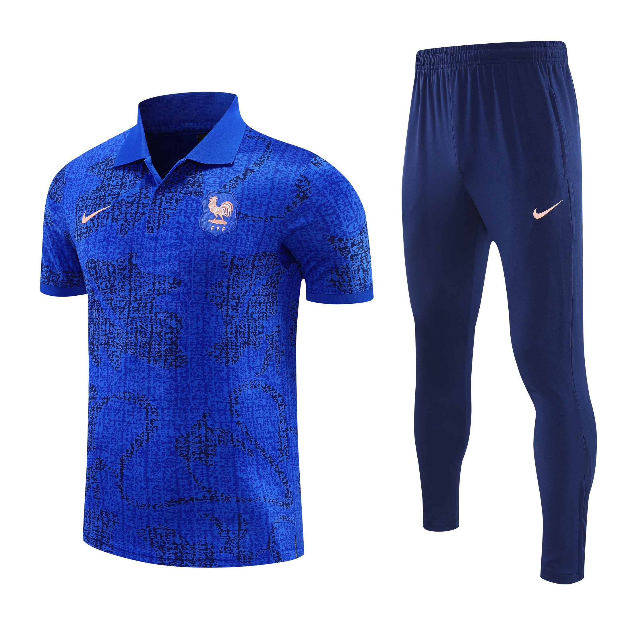 France 2026/27 Men Soccer Polo Training Tracksuit Set – Blue - Jersey Teams