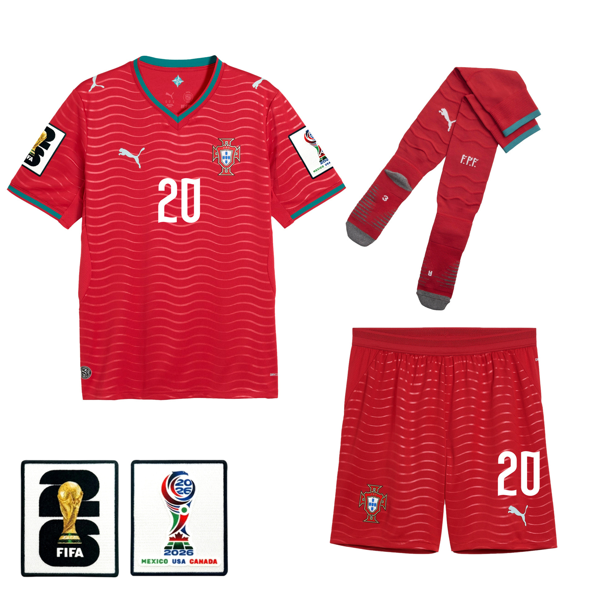Francisco Conceição 20 Portugal 2026 Home Men Kit Set – Red – Jersey Teams
