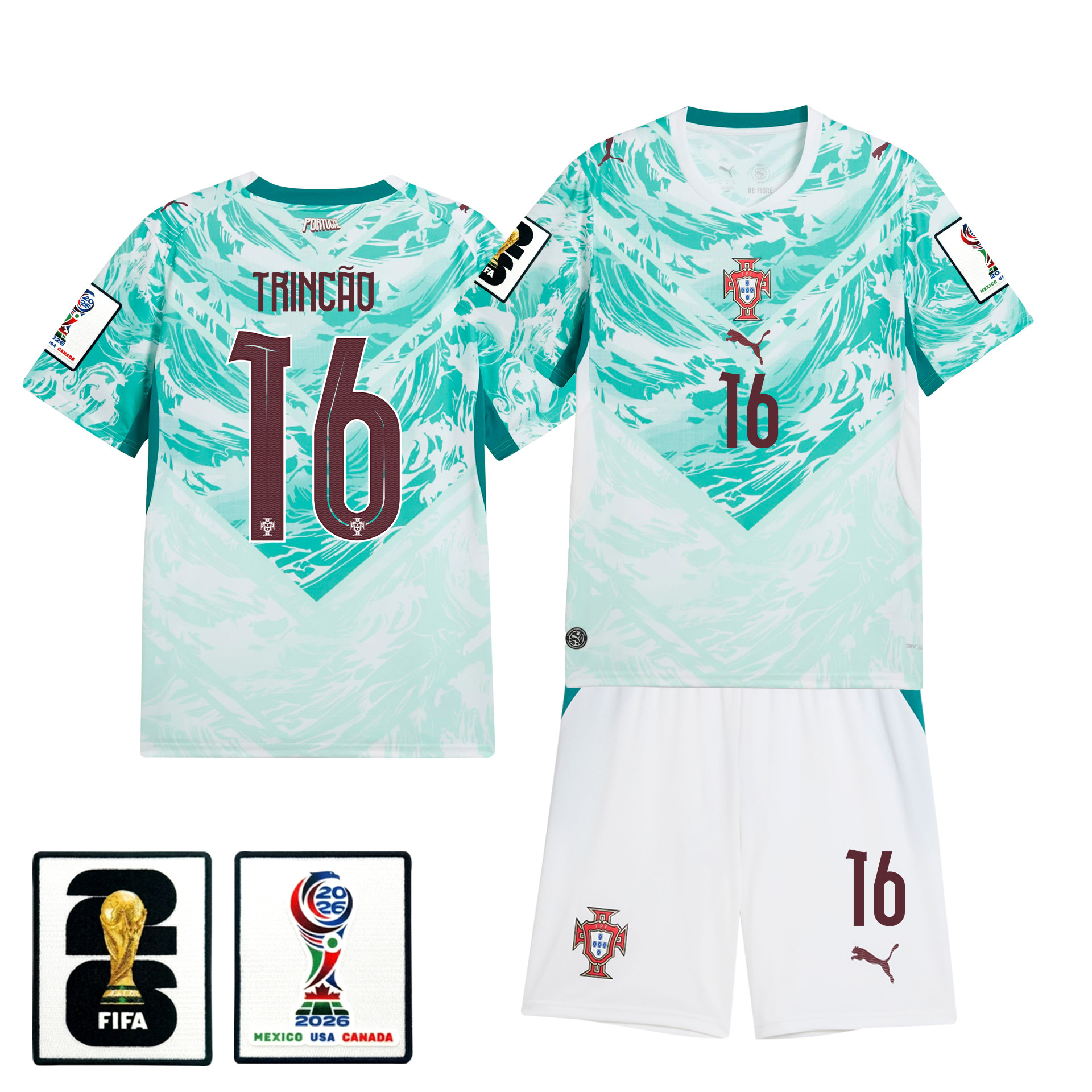 Francisco Trincão 16 Portugal 2026 Away Men Jersey & Shorts Set – White – Jersey Teams
