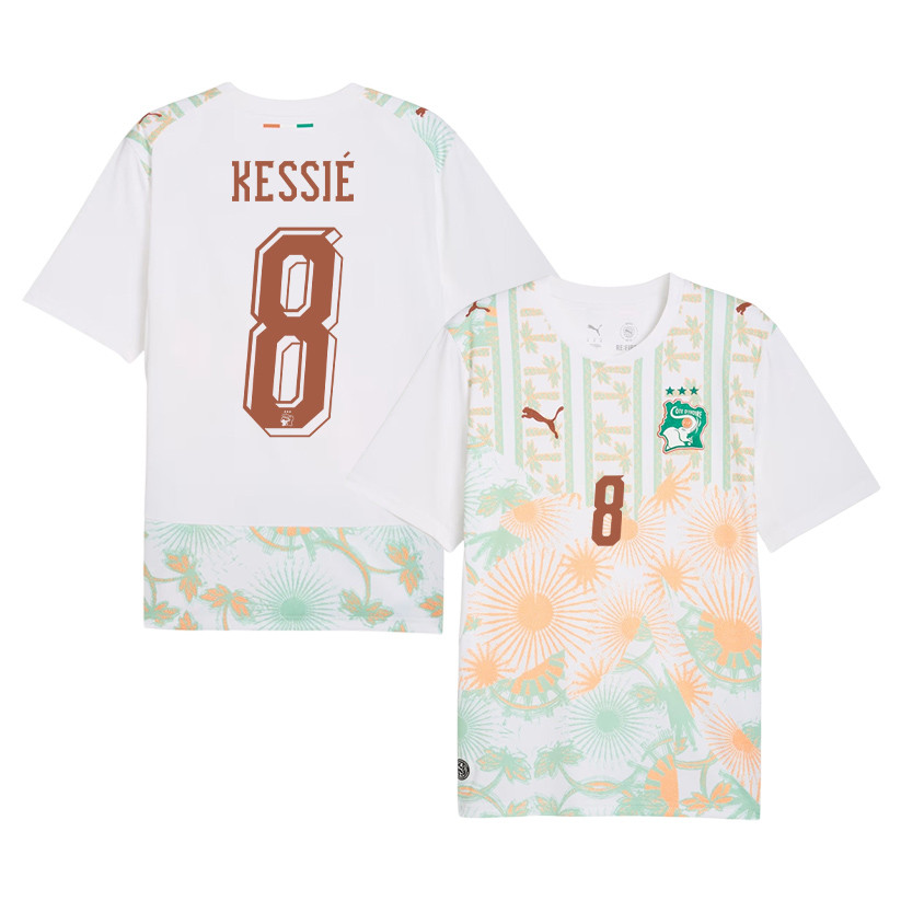 Franck Kessié 8 Ivory Coast National Team 2026 Away Jersey - White, Men - Jersey Teams