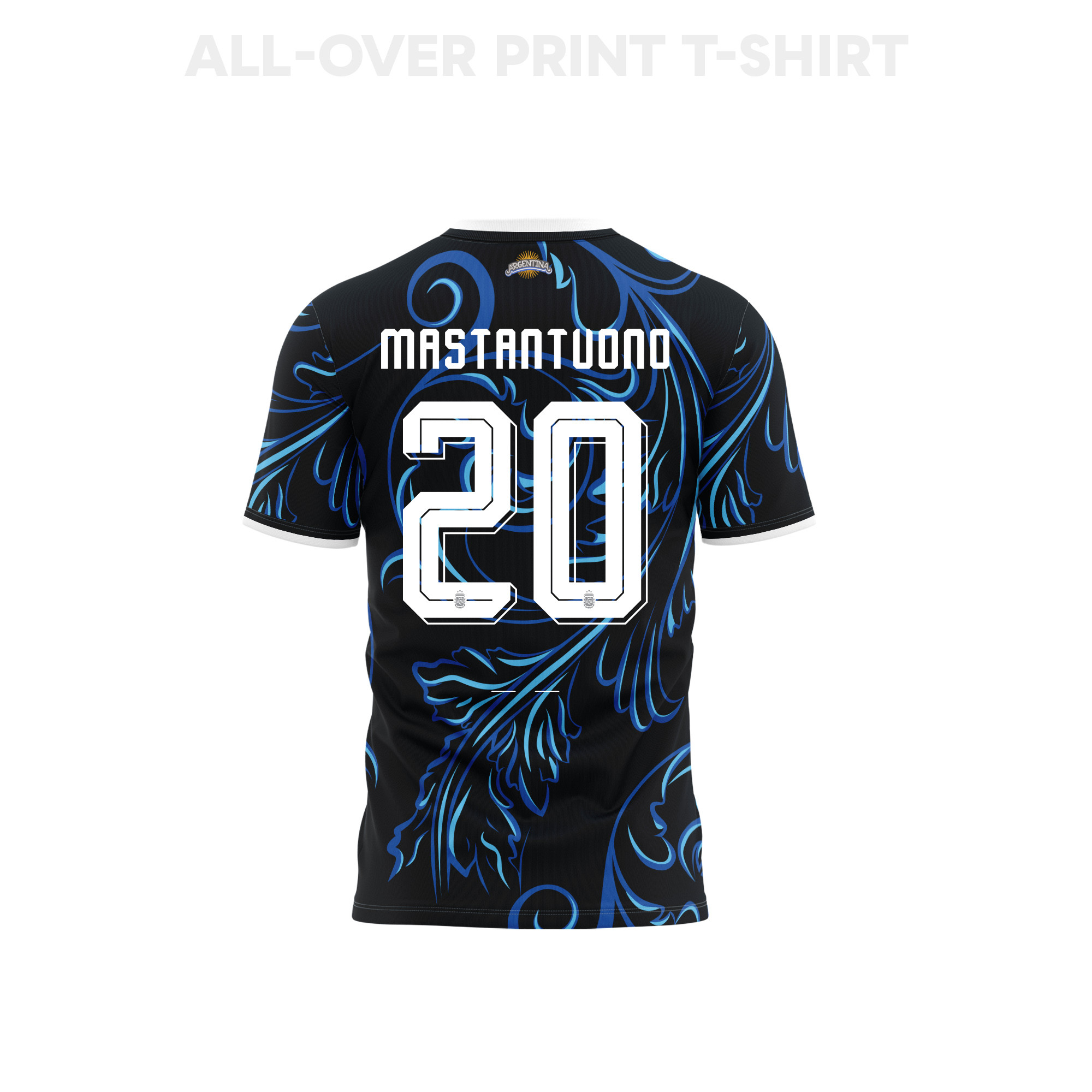 Franco Mastantuono 20 Argentina 2026 Away 3D T-Shirt Fully Printed – Unisex, Black - Jersey Teams