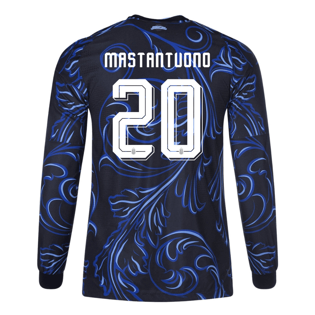 Franco Mastantuono 20 Argentina 2026 Away Long Sleeve Jersey - Black - Jersey Teams