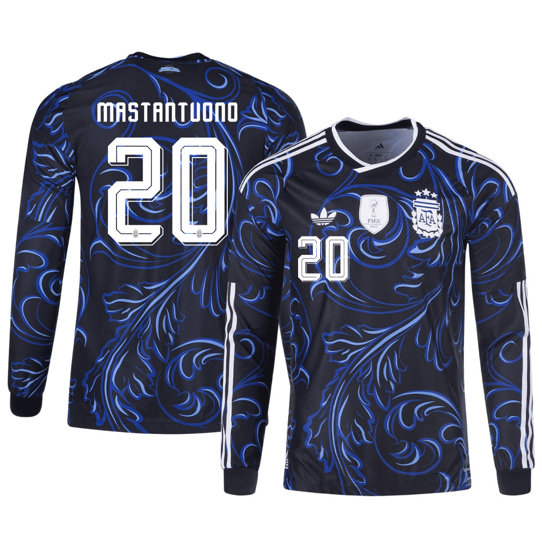 Franco Mastantuono 20 Argentina 2026 Away Long Sleeve Jersey – Black – Jersey Teams