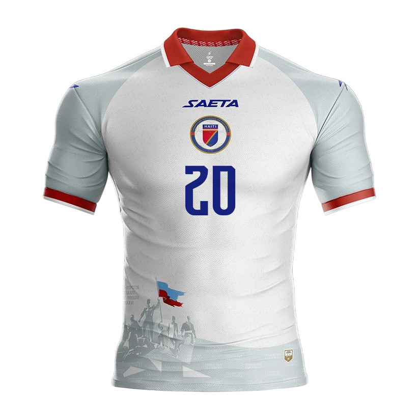 Frantzdy Pierrot 20 Haiti National Team 2026 Away Jersey - White, Men - Jersey Teams