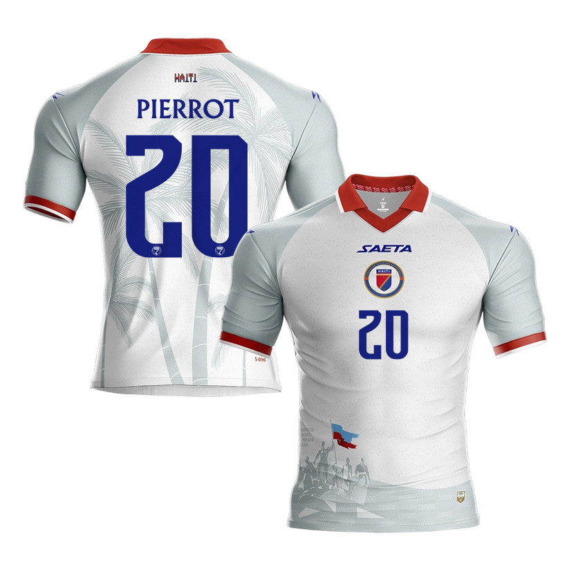 Frantzdy Pierrot 20 Haiti National Team 2026 Away Jersey - White, Men - Jersey Teams