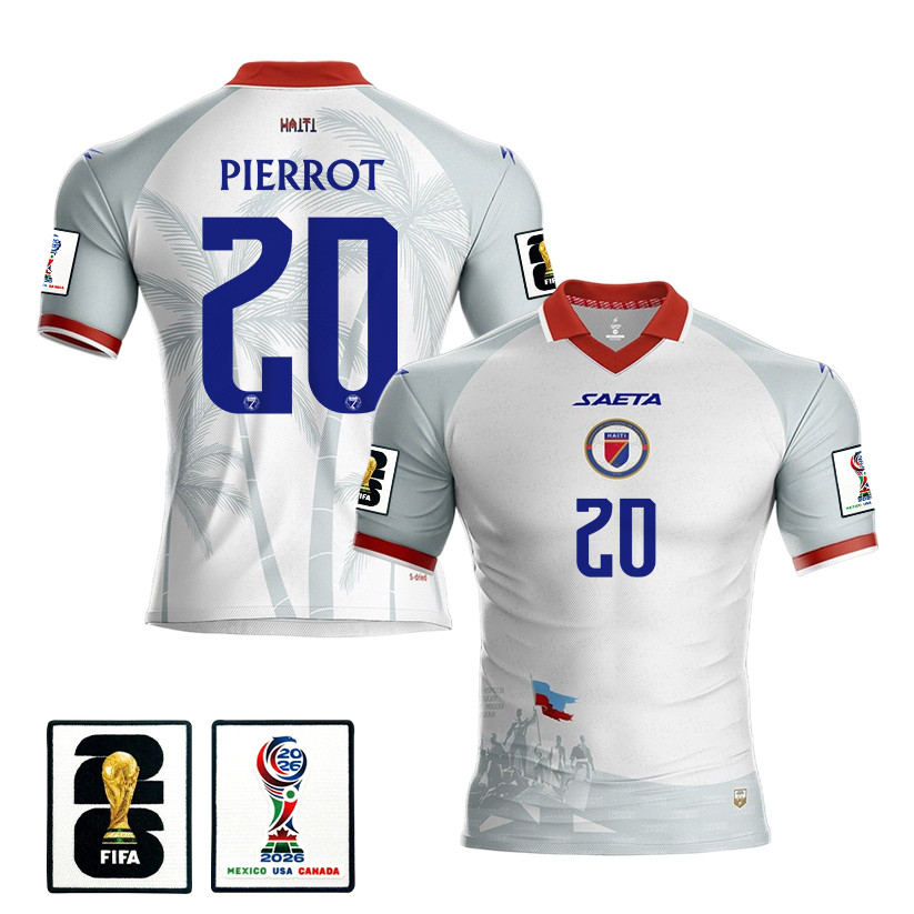 Frantzdy Pierrot 20 Haiti National Team 2026 Away Jersey - White, Men - Jersey Teams