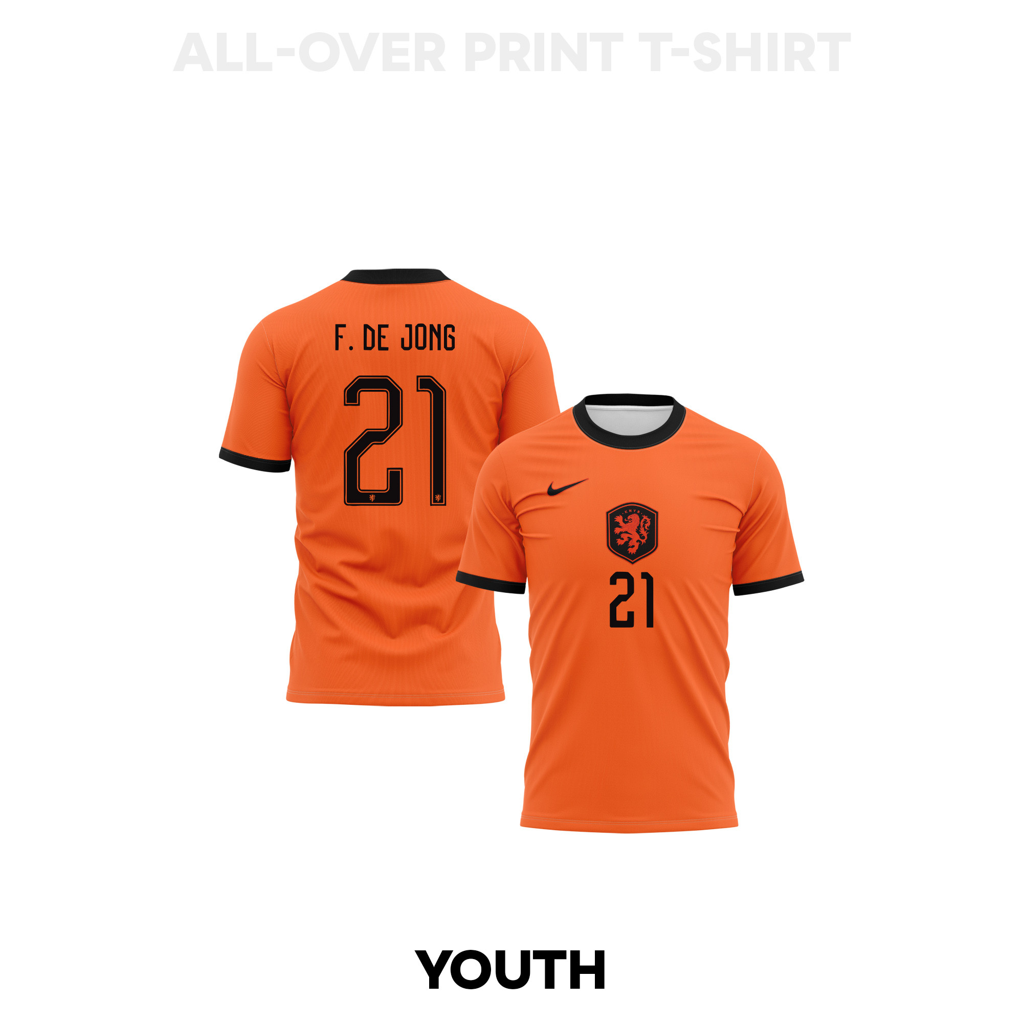 Frenkie de Jong 21 Youth Netherlands 2026 Home 3D T-shirt Fully Printed – Orange - Jersey Teams