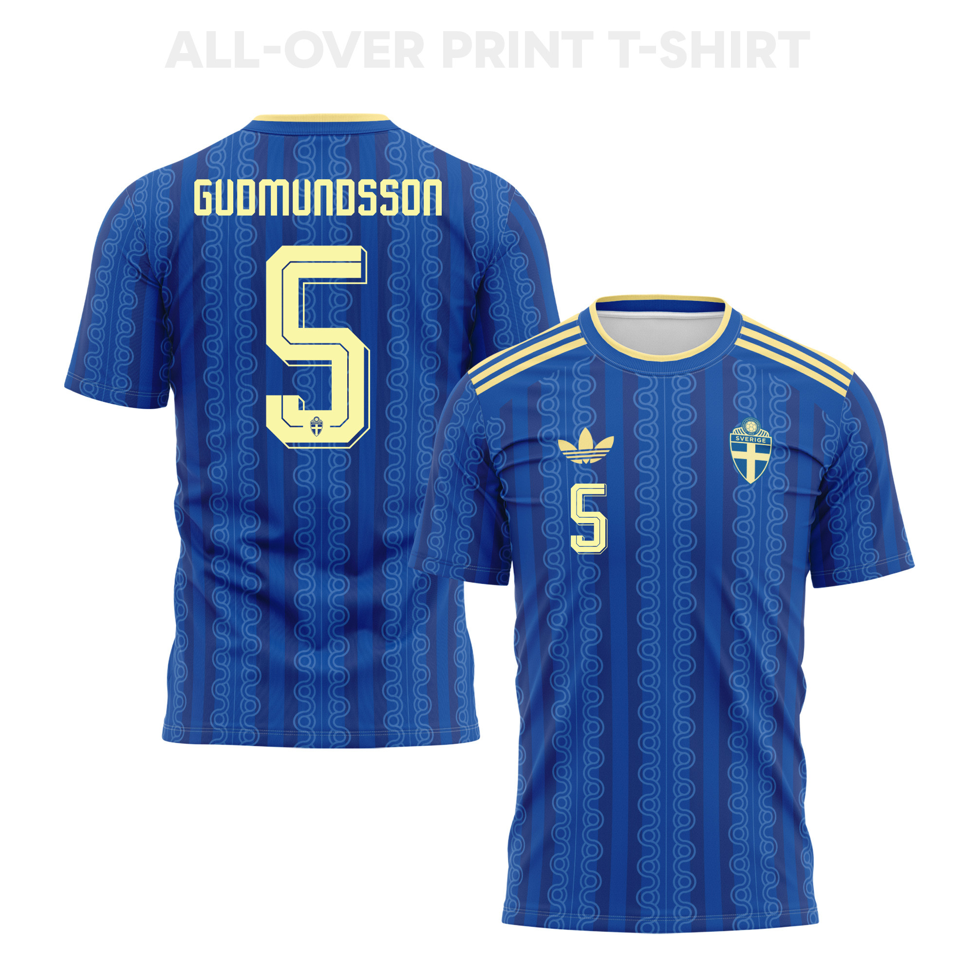 Gabriel Gudmundsson 5 Sweden 2026 Away 3D T-Shirt Fully Printed – Unisex, Blue - Jersey Teams