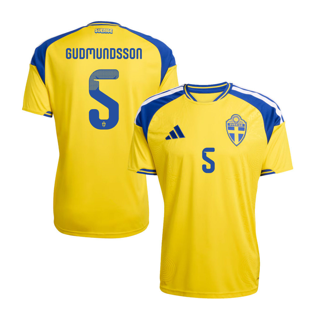 Gabriel Gudmundsson 5 Sweden National Team 2026 Home Jersey - Yellow, Men - Jersey Teams