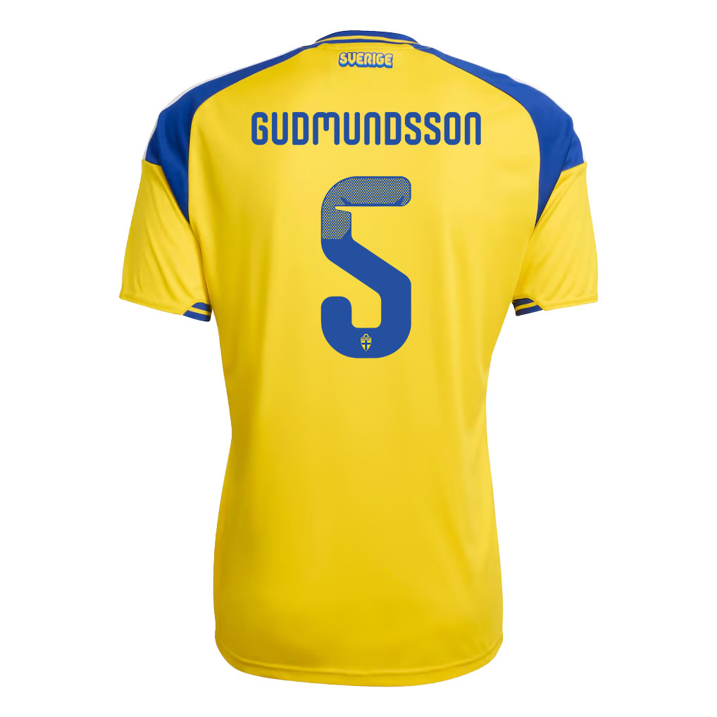 Gabriel Gudmundsson 5 Sweden National Team 2026 x World Cup Patch Home Jersey - Yellow, Men - Jersey Teams
