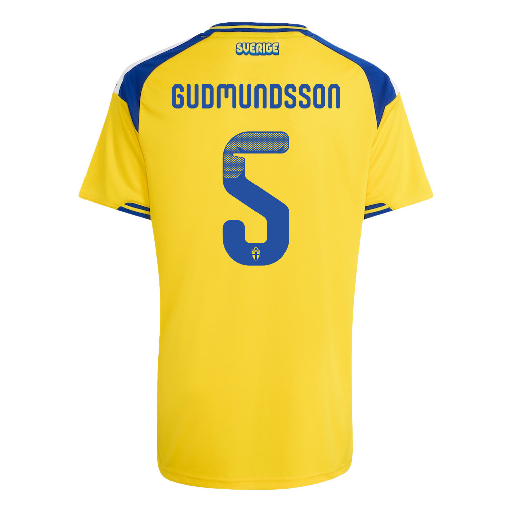 Gabriel Gudmundsson 5 Youth Sweden National Team 2026 Home Jersey - Yellow - Jersey Teams