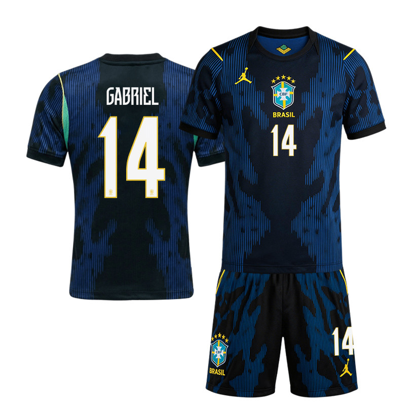 Gabriel Magalhães 14 Brazil 2026 Away Men Jersey & Shorts Set – Blue - Jersey Teams