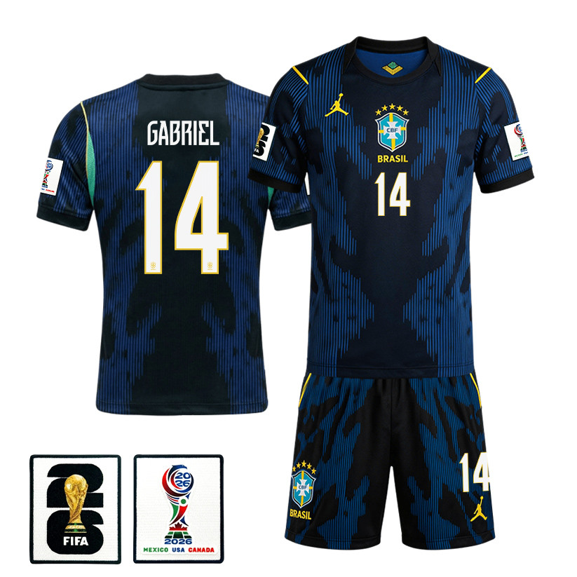 Gabriel Magalhães 14 Brazil 2026 Away Men Jersey & Shorts Set – Blue – Jersey Teams