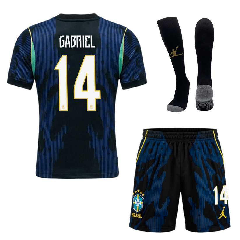 Gabriel Magalhães 14 Brazil 2026 Away Men Kit Set – Blue - Jersey Teams