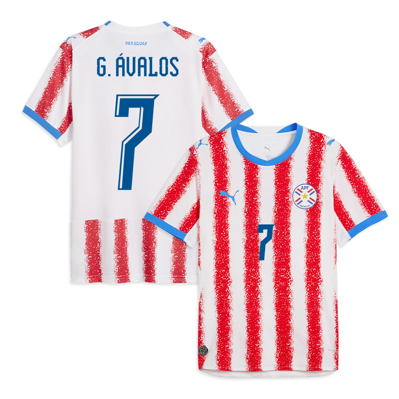 Gabriel Ávalos 7 Paraguay National Team 2026 Home Jersey - White/Red, Men - Jersey Teams