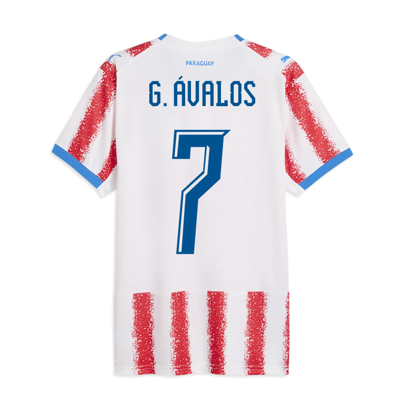 Gabriel Ávalos 7 Youth Paraguay National Team 2026 Home Jersey - White/Red - Jersey Teams