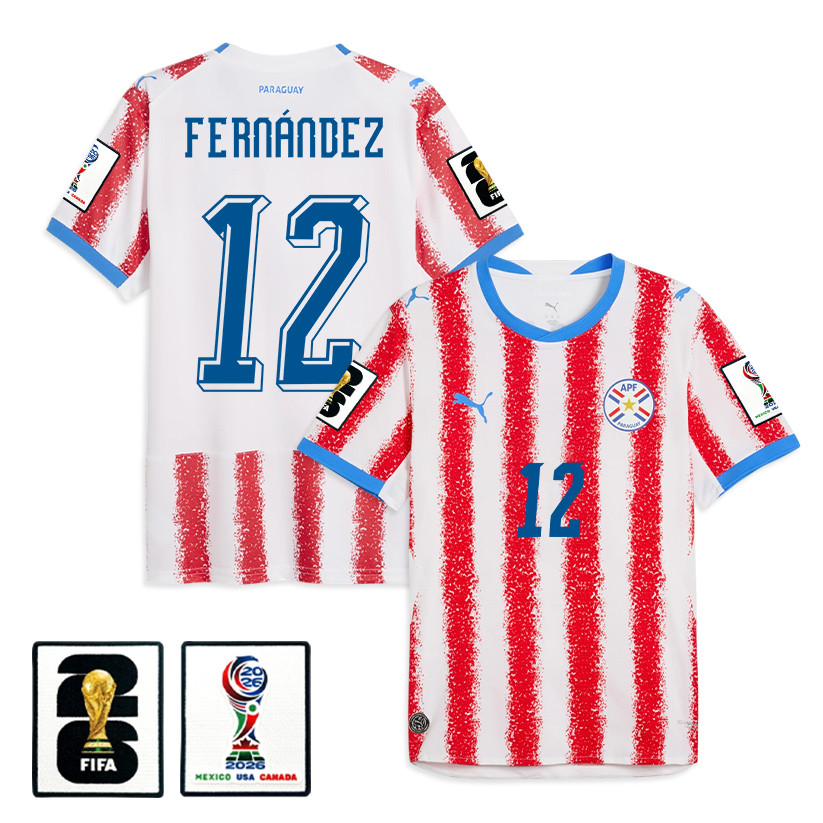 Gatito Fernández 12 Paraguay National Team 2026 Home Jersey - White/Red, Men - Jersey Teams
