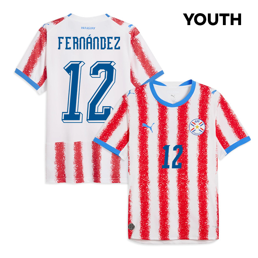 Gatito Fernández 12 Youth Paraguay National Team 2026 Home Jersey - White/Red - Jersey Teams