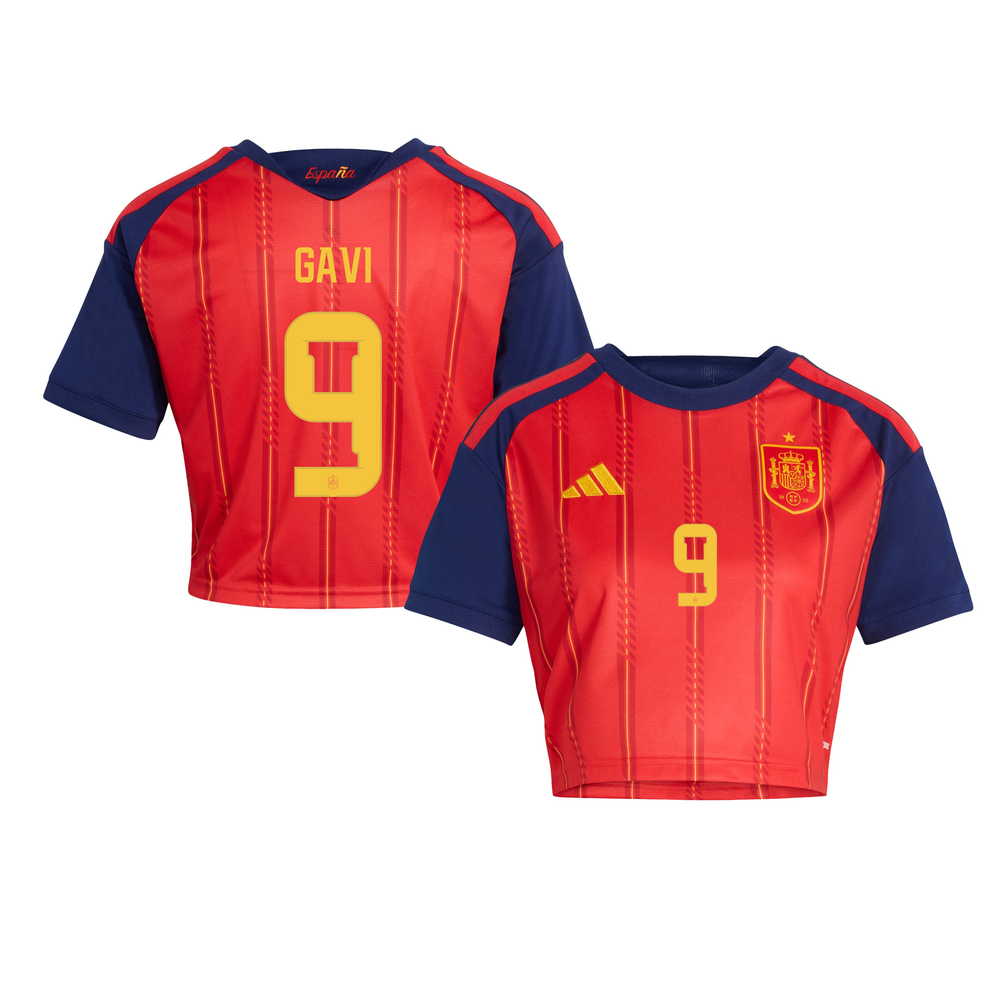 Gavi 9 Spain 2026 Home Women’s Cropped Jersey - Red - Jersey Teams