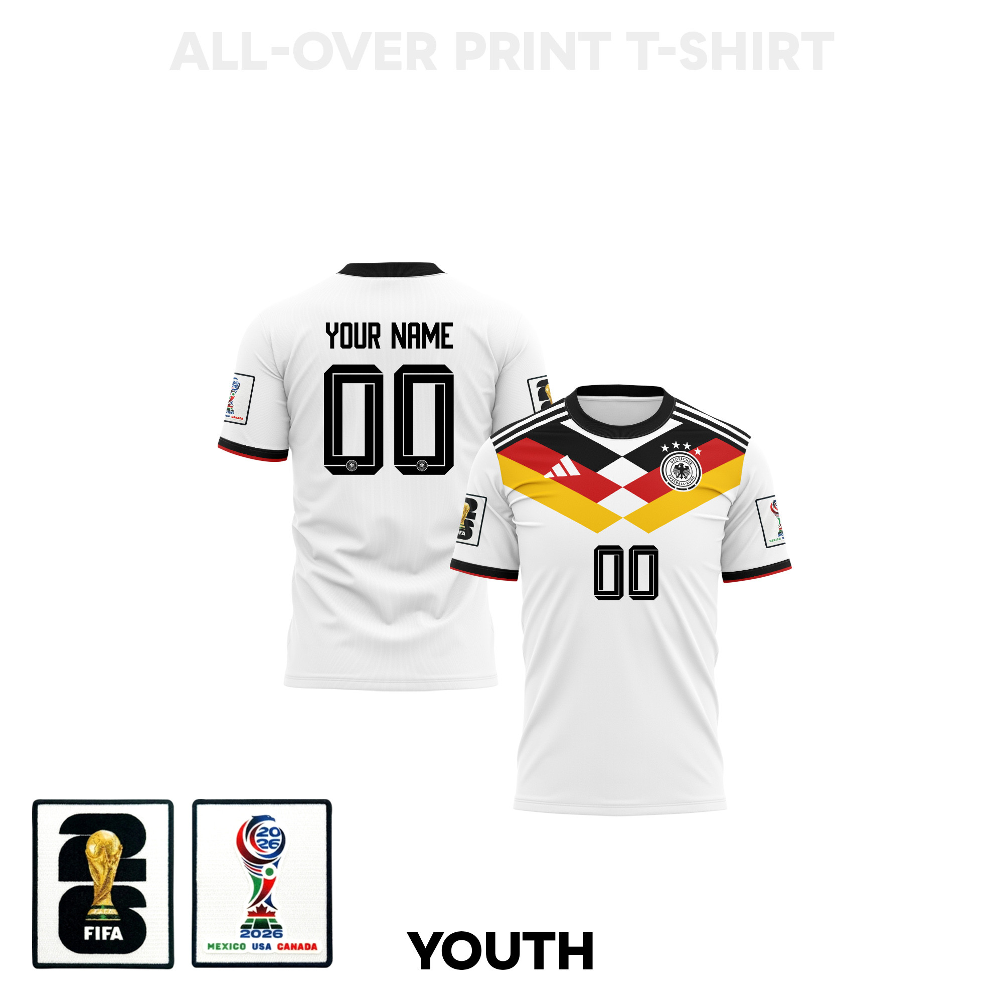 Germany 2026 Home 3D T-shirt Fully Printed – Personalized - White - Jersey Teams