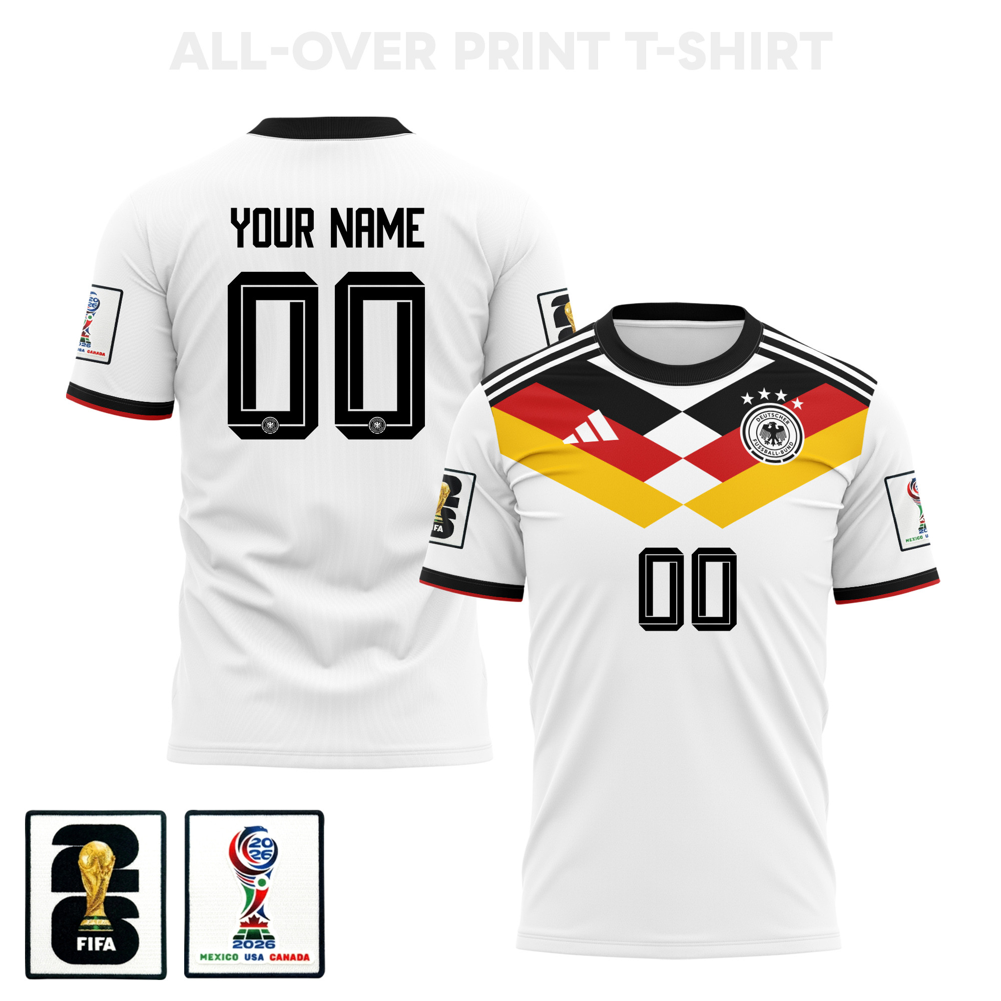 Germany 2026 Home 3D T-shirt Fully Printed – Personalized – Unisex, White - Jersey Teams